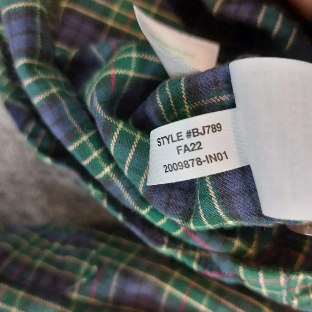 J.Crew Slim Brushed Twill Button Down Shirt Mens Xl Green Blue Tartan Plaid